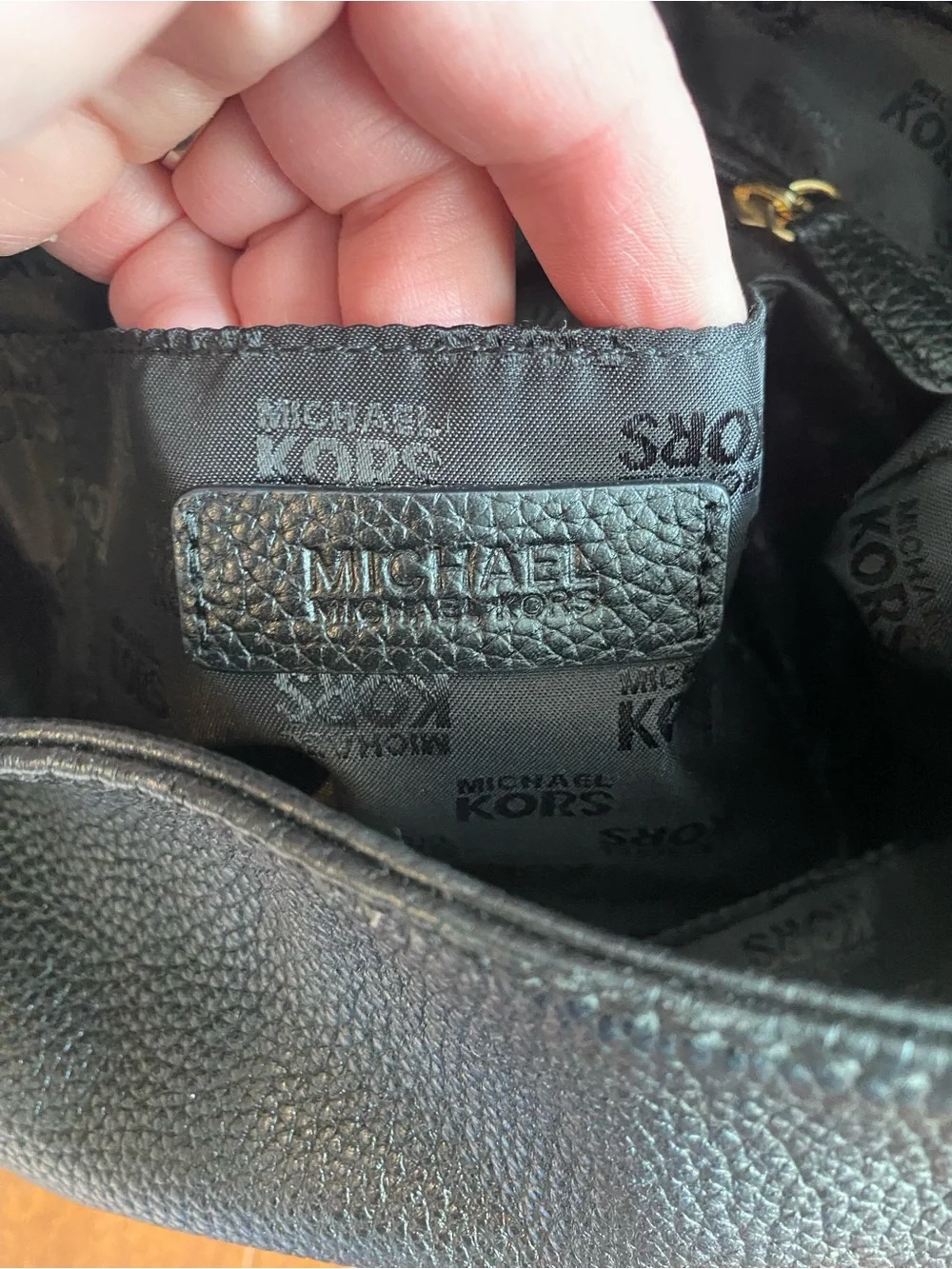 Michael Kors Jamesport Large Black Pebbled Leather Hobo Shoulder Bag Gold